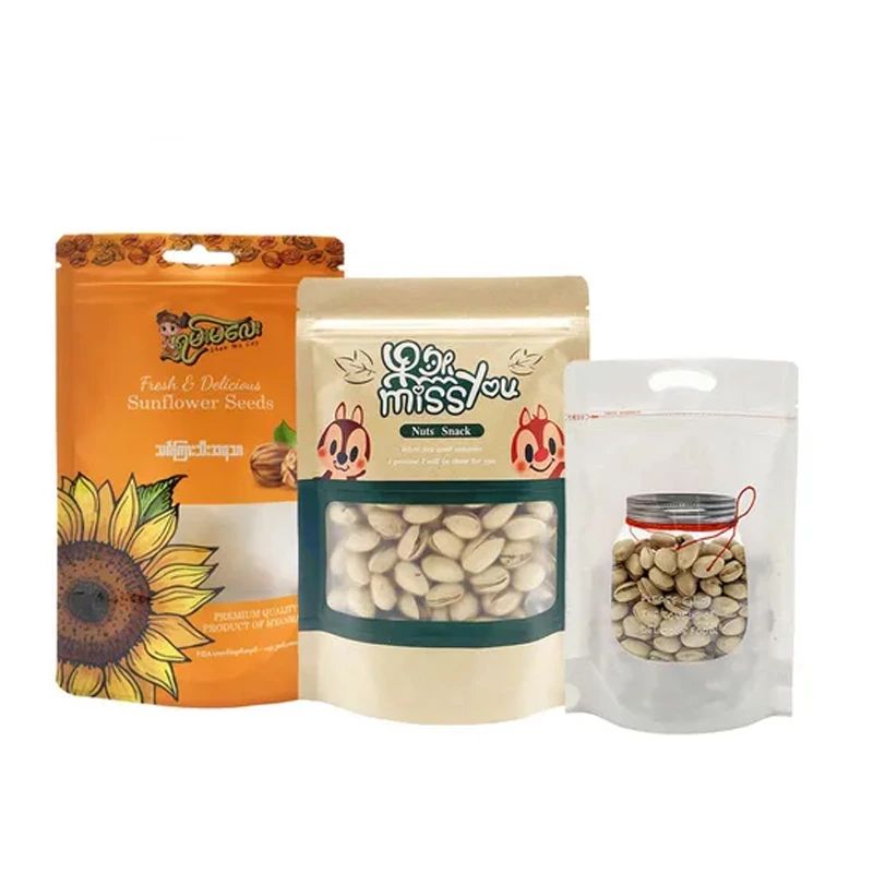 Customized Stand up Top Zipper Dried Fruit Food Package Pouch Peanut Walnut Bag Pine Peanuts Mixed Cashew Nuts Packaging