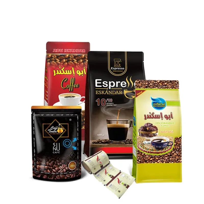 High Barrier Aluminum Foil Flat Bottom Stand up Doypack Zipper Plastic Food Packaging Bag for Coffee Bean Powder