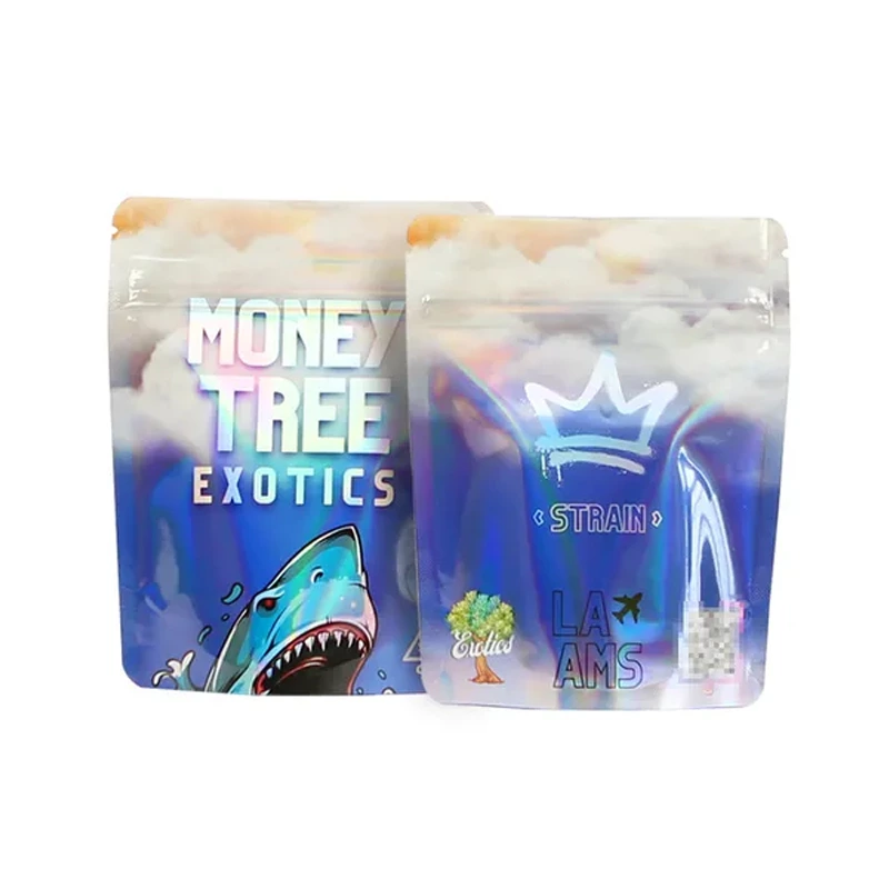 Resealable Small Ziplock Plastic Packaging Hologram Laser Rainbow Color Pouch Smell Proof Holographic Custom Printed Mylar Bags